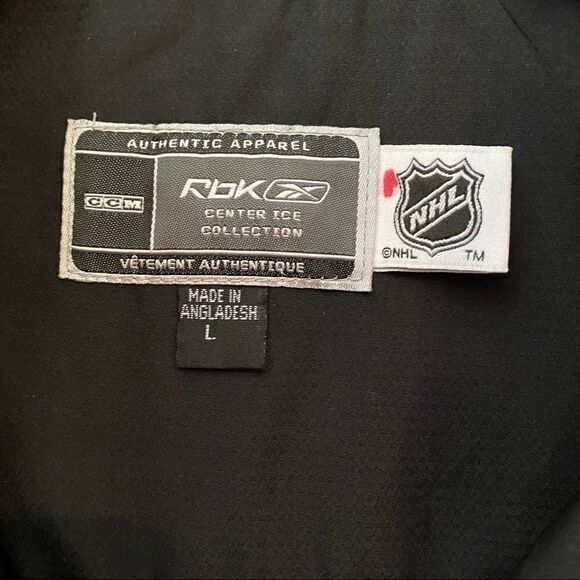 RBK Sz L Black Red Chicago Indian Logo Blackhawks Hockey Windbreaker Jacket - Picture 8 of 12